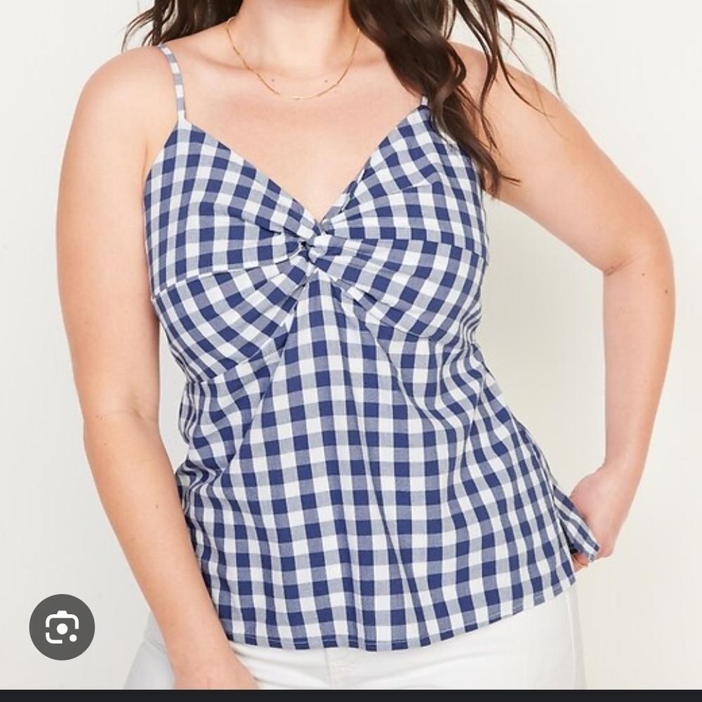 Old Navy Gingham Sleeveless Top Navy and White Checkered Camisole 3X